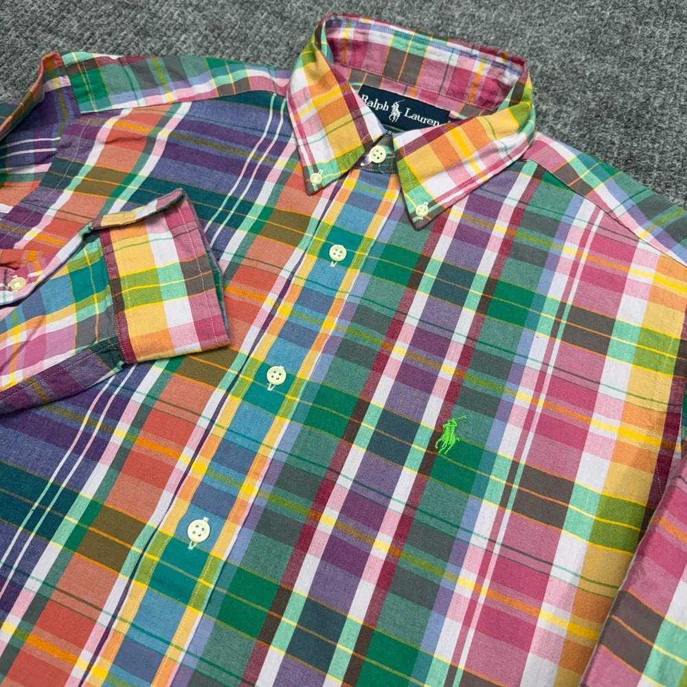 NWT Vtg Ralph Lauren Classic Fit Shirt Mens Small Multi Plaid Button Down Preppy